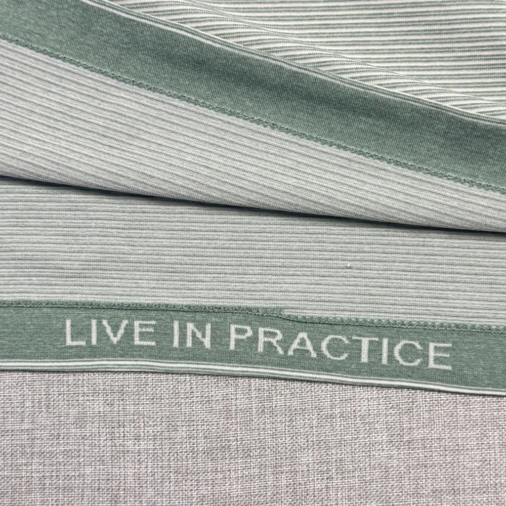 Lululemon Shirt Mens XL Green Striped Jersey Live In Practice Short Sleeve